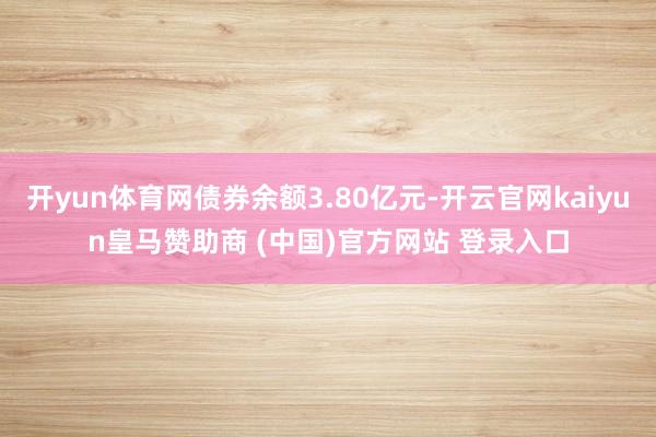 开yun体育网债券余额3.80亿元-开云官网kaiyun皇马赞助商 (中国)官方网站 登录入口